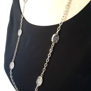 Canvas Vintage Gold Tone Medallion Chain Necklace 32" Long